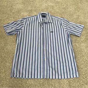 Men’s Facconable Short Sleeve Button Down Striped Collared Shirt Size Medium
